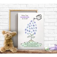 Fingerabdruckbild Für Taufe, Leinwand Fingerabdrücke, Geschenk Zur Taufe & Geburt, Taufbild Willkommensfeier, Von Taufpate von FeenstaubHandmade