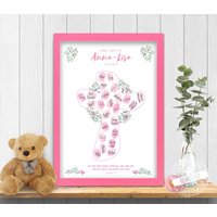Fingerabdruckbild Für Taufe Christliches Symbol Kreuz, Leinwand Fingerabdrücke, Taufbild Willkommensfeier, Geschenk Von Taufpate von FeenstaubHandmade