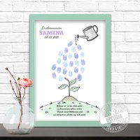 Gästebuch Erstkommunion Konfirmation Firmung Fingerabdruckbild, Leinwand Für Fingerabdrücke, Geschenk Zur Kommunion, Von Taufpatin von FeenstaubHandmade