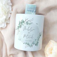 Personalisierte Spardose Aus Keramik Mit Namen Brautpaar | Geldgeschenk Zur Hochzeit Verpacken Verpackung Sparbüchse Eukalyptus von FeenstaubHandmade