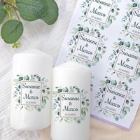 Kerzentattoos Hochzeit Personalisiert | Kerzenfolie Für Stumpenkerzen Mit Namen Eukalyptus, Diy Gastgeschenke, Deko Die von FeenstaubHandmade