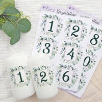 Kerzentattoos Hochzeit Tischnummern | Bedruckte Kerzenfolie Stumpenkerzen Eukalyptus Hochzeitsdeko Diy Tischdekoration Hochzeitsfeier von FeenstaubHandmade