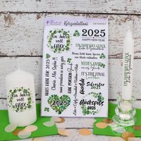 Kerzentattoos Silvester, Kerzenaufkleber Glücksklee, Mitbringsel Für Silvester Selber Machen, Silvesterkerze, Glücksbringer Fürs Neue Jahr von FeenstaubHandmade