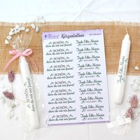 Kerzentattoos Taufe Personalisiert, Kerzenfolie Für Stabkerzen, Regenbogen, Diy Gastgeschenke Die Tauffeier, Taufdeko Selber Machen von FeenstaubHandmade