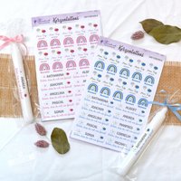 Kerzentattoos Taufe Personalisiert, Kerzenfolie Für Stabkerzen, Regenbogen, Diy Gastgeschenke Die Tauffeier, Taufdeko Selber Machen von FeenstaubHandmade