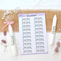 Kerzentattoos Taufe Personalisiert | Bedruckte Kerzenfolie Für Stabkerzen Eukalyptus Diy Gastgeschenke Tauffeier Taufdeko von FeenstaubHandmade