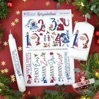 Kerzentattoos Weihnachten, Kerzenaufkleber, Weihnachtsmotive Für Kerzen, Wasserschiebefolie Weihnachtskerzen, Adventkerzen 1-4 von FeenstaubHandmade
