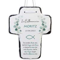 Kreuz Erstkommunion, Kinderkreuz Personalisiert Mit Namen, Kommuniongeschenk, Schieferkreuz Spruch, Geschenke Von Paten, Eukalyptus von FeenstaubHandmade