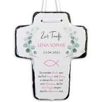 Kreuz Taufe, Personalisiertes Taufkreuz, Taufgeschenk Mit Namen, Datum Und Spruch, Persönliche Geschenke Von Taufpaten, Eukalyptus von FeenstaubHandmade