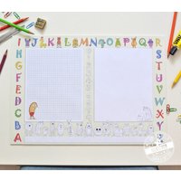 Schreibtischunterlage Papier Für Kinder Mit Monstern Zum Ausmalen Und Viel Platz Um Zu Zeichnen Schreiben, Buchstaben Zahlen, A3 von FeenstaubHandmade