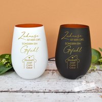 Windlicht Personalisiert Mit Namen, Teelichtglas Zuhause, Graviertes Windlichtglas Spruch Und Namen Familie, Deko Für Zuhause von FeenstaubHandmade