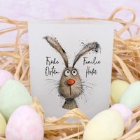 Windlicht Aus Glas Personalisierbar | Teelichthalter Ostern Kerzenhalter Mit Namen Osterdeko Ostergeschenk Mitbringsel Zum Osterfest von FeenstaubHandmade