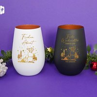 Windlicht Weihnachten, Weihnachtslicht Personalisiert Mit Namen, Graviertes Teelichtglas Spruch Und Kerzenglas Schneemann von FeenstaubHandmade