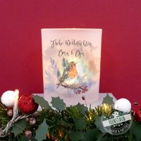 Windlicht Weihnachten Personalisiert, Teelichthalter Weihnachten, Kerzenhalter Mit Namen, Süßem Rotkelchen, Weihnachtsdeko Kerze, Winterdeko von FeenstaubHandmade