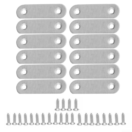12-teiliges Edelstahl-Flachplatten-Halterungs-Set für Möbelverstärkung und Reparatur, robustes Design für Schränke, Stühle, Tische und Bücherregale (57 mm) von Feeshoppher