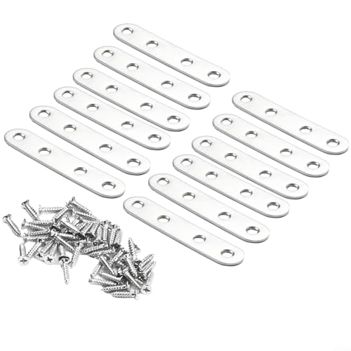 12-teiliges Edelstahl-Flachplatten-Halterungs-Set für Möbelverstärkung und Reparatur, robustes Design für Schränke, Stühle, Tische und Bücherregale (77 mm) von Feeshoppher