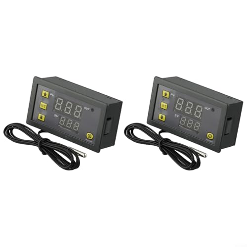 2 Stück W3230 Digitaler Temperaturregler mit 10K Sonde für genaue Temperatureinstellungen in HLK-Systemen und Gärkammern (12 V) von Feeshoppher