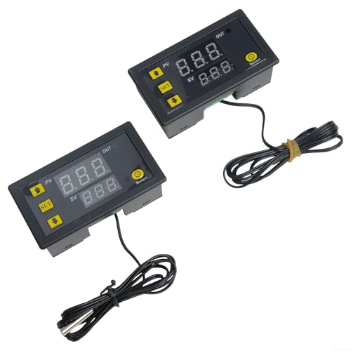 2 Stück W3230 Digitaler Temperaturregler mit 10K Sonde für genaue Temperatureinstellungen in HLK-Systemen und Gärkammern (5 V) von Feeshoppher