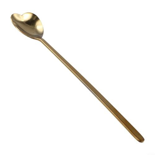 6 Stück Edelstahl-Löffel mit herzförmigen Köpfen zum Servieren von Kaffee, Eis und Tee, leicht zu reinigen (Gold) von Feeshoppher