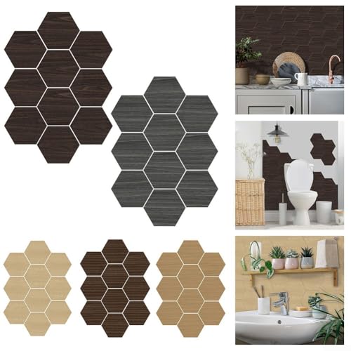 Ästhetische Attraktivität PVC Made Elegant Holz Gemustert Fliesen Aufkleber Set mit zehn Stück Home Decor (C) von Feeshoppher