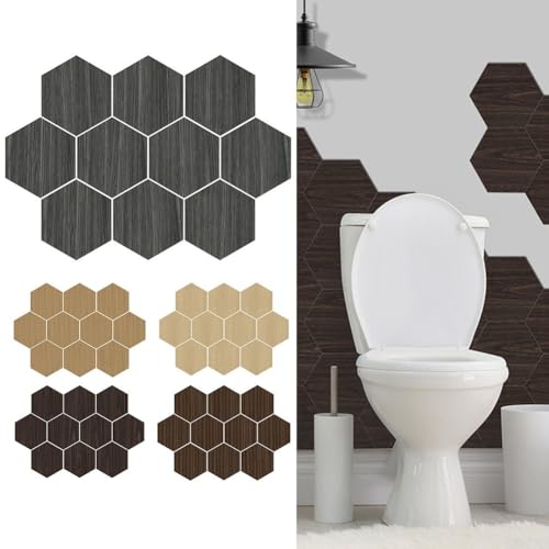 Ästhetische Attraktivität PVC Made Elegant Holz Gemustert Fliesen Aufkleber Set mit zehn Stück Home Decor (D) von Feeshoppher
