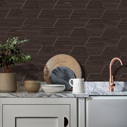 Ästhetische Attraktivität PVC Made Elegant Holz Gemustert Fliesen Aufkleber Set von zehn Stück Home Decor (E) von Feeshoppher