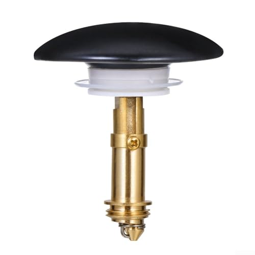 Abflussstopfen aus Messing, 66 mm, mit Druckknopf, für Waschbecken, Abfluss und einfache Wartung (schwarz) von Feeshoppher