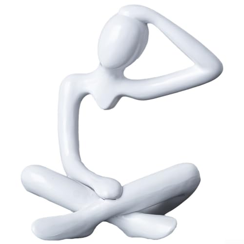 Abstrakte Denker-Skulptur, dekorative Statue für Wohnzimmer, Büro und Bücherregal (weiß) von Feeshoppher