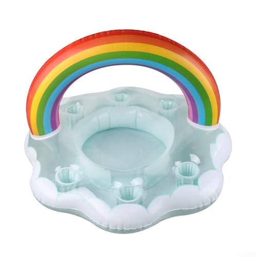 Aufblasbarer schwimmender Getränkehalter für Pool und mit mehreren Fächern, PVC-Getränkehalter (bunt) von Feeshoppher
