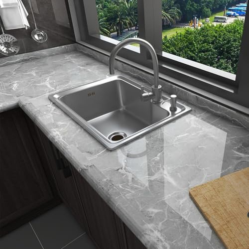 Dekorfolie mit realistischem Marmor-Design, perfekt für stilvolle Küchenwände (60 cm x 3 m) von Feeshoppher