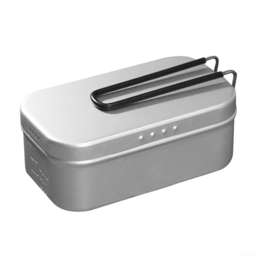 Feeshoppher Aluminium Camping Mess Kit Outdoor Kochset mit Klappherd Tragbare Lunchbox Kochgeschirr mit Schneidebrett Verbrühschutz Griff 800ml für Wandern Picknick von Feeshoppher