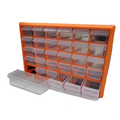 Feeshoppher Aufbewahrungsbox mit mehreren Fächern, Schubladen-Organizer, wandmontierter Komponentenschrank mit mehreren Fächern, für elektronische Hardware, Werkstatt, Garage, 360 x 240 x 180 mm von Feeshoppher