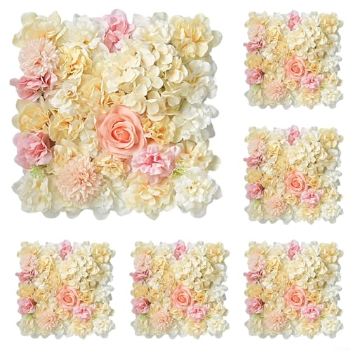 Feeshoppher Blumen-Wandpaneel Blumenhintergrund, 6 Stück, künstliche Blumen-Wandpaneele, 3D-Rosen-Hortensien-Hintergrund, dekorativer Hochzeitsparty-Events, Foto-Hintergrund, Heimdekoration, 38,1 x Feeshoppher Blumen-Wandpaneel Blumenhintergrund, 6 Stück, künstliche Blumen-Wandpaneele, 3D-Rosen-Hortensien-Hintergrund, dekorativer Hochzeitsparty-Events, Foto-Hintergrund, Heimdekoration, 38,1 x von Feeshoppher