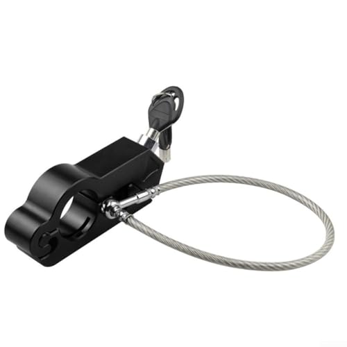 Feeshoppher CNC Motorrad Helm Schlösser Diebstahlsicherung Lenker Sicherheitsschlösser Motorrad Helm Schloss CNC Aluminium Anti-Diebstahl Sicherheitsschloss für Lenker 22-38 mm (Schwarz) von Feeshoppher