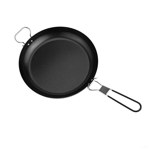 Feeshoppher Camping-Kochgeschirr-Bratpfannen-Set aus Eisen mit klappbarem Griff für Outdoor-Kochen, Wandern, Picknick, tragbares Design mit Aufbewahrungstasche (30,5 cm) von Feeshoppher