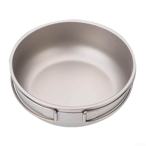 Feeshoppher Camping-Pfanne aus reinem Titan, ultraleicht, faltbarer Griff, Kochgeschirr für Outdoor, Kochen, Wandern, Picknick, Rucksackreisen, 15 x 15 x 5 cm, 700 ml (1200 ml) von Feeshoppher