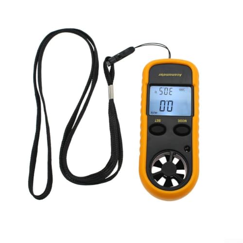 Feeshoppher Digitales Windgeschwindigkeits-Anemometer, Luftstrom-Anemometer, digitales LCD-Display, Temperaturanzeige, Windgeschwindigkeitsmesser, Tester, Thermometer mit Daten-Hold-Funktion für von Feeshoppher