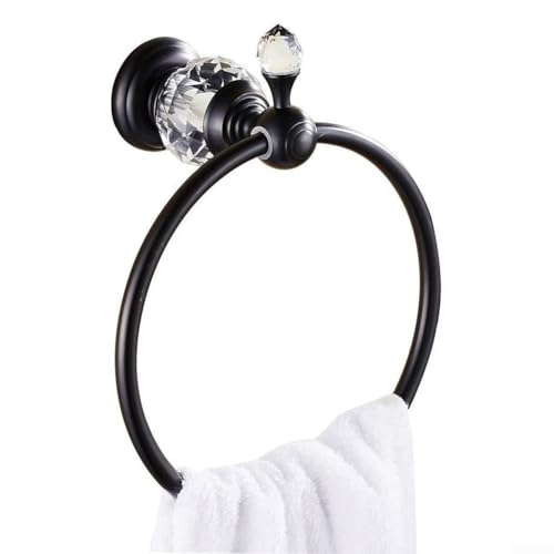 Feeshoppher Handtuchrin-gs Badezimmer-Handtücher R-ing Wandhalterung Hardware Zinklegierung Hängender Halter Toilettenhandtuchhalter mit Installationsset für Küche Wohnzimmer Dusche (Schwarz) von Feeshoppher