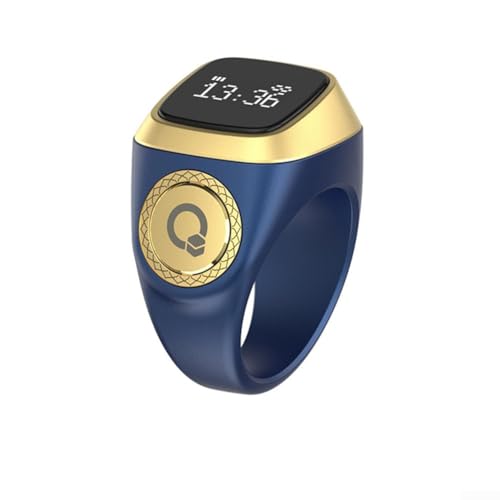 Feeshoppher Intelligenter Ring mit Zähler, vibrierende Erinnerung, intelligenter Zikr-Ring für Muslime für tägliche spirituelle Praktiken (18 mm blau) von Feeshoppher