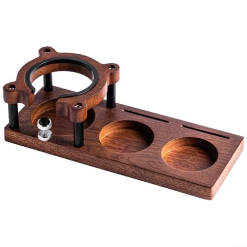Feeshoppher Kaffee-Tamperstation Basis verstellbare Espressotampingstation aus Holz Kaffeestampfer Basis Halter für 51–58 mm Siebträger Ba-rista Werkzeuge Sapeli-Holz Küchenzubehör (B) von Feeshoppher