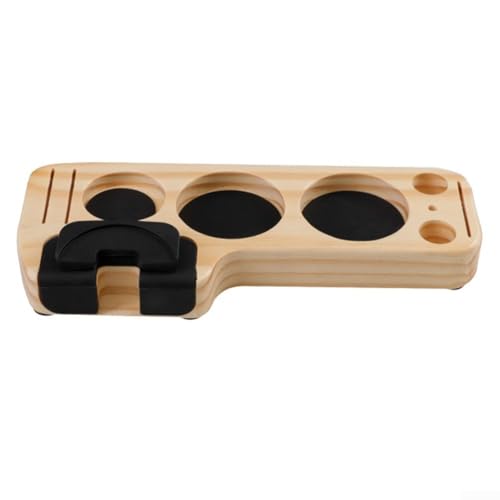 Feeshoppher Kaffeestampfer Halter Espresso Kaffee Werkzeug Halter Holz Siebträger Halter Tamper Stand 5 in 1 Espresso Stopfstation für 51 53 58mm Espressomaschine Zubehör (Kieferholz) von Feeshoppher