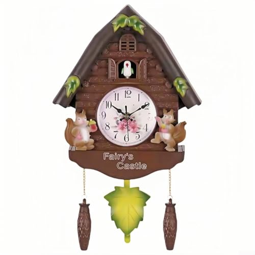 Feeshoppher Kuckucksuhren, dekorative Hausform, Kuckucksuhr, Wandmontage, Kuckucks-Wanduhr mit beweglichem Pendel, batteriebetriebene Zeitanzeige, Kuckuck-Pendeluhren für den Innenbereich (braunes Feeshoppher Kuckucksuhren, dekorative Hausform, Kuckucksuhr, Wandmontage, Kuckucks-Wanduhr mit beweglichem Pendel, batteriebetriebene Zeitanzeige, Kuckuck-Pendeluhren für den Innenbereich (braunes von Feeshoppher