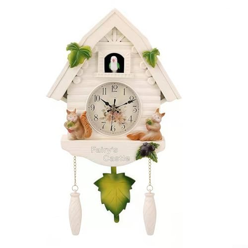 Feeshoppher Kuckucksuhren, dekorative Hausform, Kuckucksuhr, Wandmontage, Kuckucks-Wanduhr mit beweglichem Pendel, batteriebetriebene Zeitanzeige, Kuckuck-Pendeluhren für den Innenbereich (weißes Feeshoppher Kuckucksuhren, dekorative Hausform, Kuckucksuhr, Wandmontage, Kuckucks-Wanduhr mit beweglichem Pendel, batteriebetriebene Zeitanzeige, Kuckuck-Pendeluhren für den Innenbereich (weißes von Feeshoppher