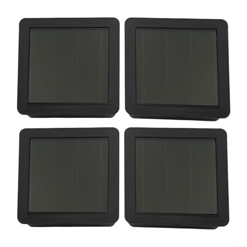 Feeshoppher Solarleuchte Ersatzplatte, quadratisches Panel mit wiederaufladbarem Akku, warmweiß, LED-Leuchten für Gartenlaternen, schwarz, 7,1 x 7,1 cm (4 Stück) von Feeshoppher