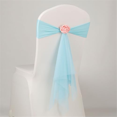 Feeshoppher Stuhlschärpen, Organza-Schärpen, elastische Stuhlhussenbänder mit dekorativer Schleife und glitzernder Schnalle, für Hochzeiten, Bankette, Hotels, Geburtstagsfeiern, Brautpartys von Feeshoppher
