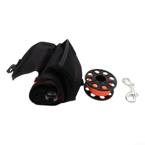 Feeshoppher Tauchen Boje Marker Professionelle Taucher SMB Signal Marker Scuba Divings Surf-ace Marker Bojen Sicherheit SMB Signal Float mit 30M Schnur Spule Edelstahl Snap Rot 120x15cm von Feeshoppher