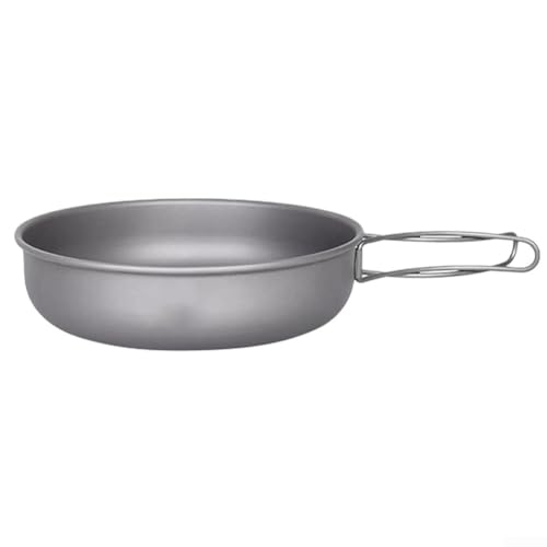 Feeshoppher Titan Camping Bratpfanne 180 mm Ultraleichter Klappgriff Kochgeschirr TC4 Legierung Outdoor Kochen Pfanne Antihaft Tragbare Pfanne für Wandern Rucksackreisen (Ice ti) von Feeshoppher