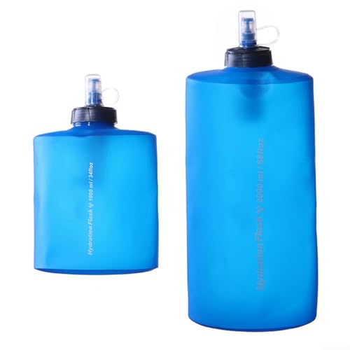 Feeshoppher Weiche Wasserflasche ohne Filter, 2000 ml, faltbare Wasserflasche für Sport, bequem und tragbar zum Wandern, Laufen und Camping (2000 ml) von Feeshoppher