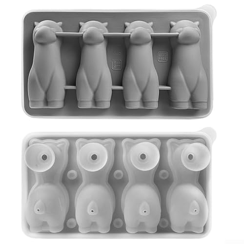 Flexible Silikon-Eiswürfelform in Alpaka-Form mit Deckel für müheloses Herauslösen von Eis (grau) von Feeshoppher