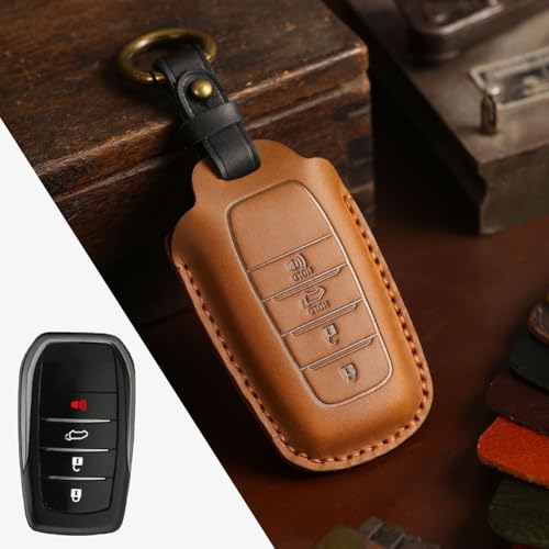 Für Toyota-kompatible Leder Remote-Schlüsselhalter schützen Sie Ihre Schlüssel mit Stil (16 21) (braun) von Feeshoppher